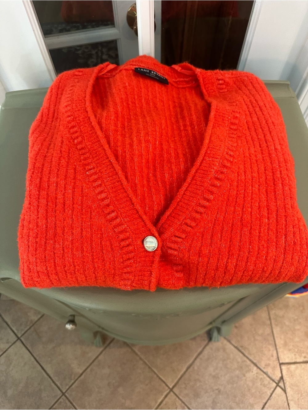 Lane Bryant Orange Ribbed V-Neck Cardigan